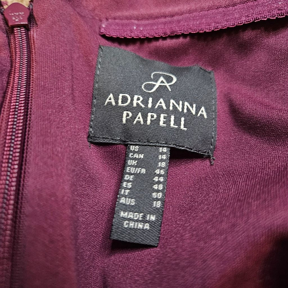 Adrianna Papell 14 Cassis Crepe Chiffon Gown Off the Shoulder Maxi Dress - Picture 7 of 8